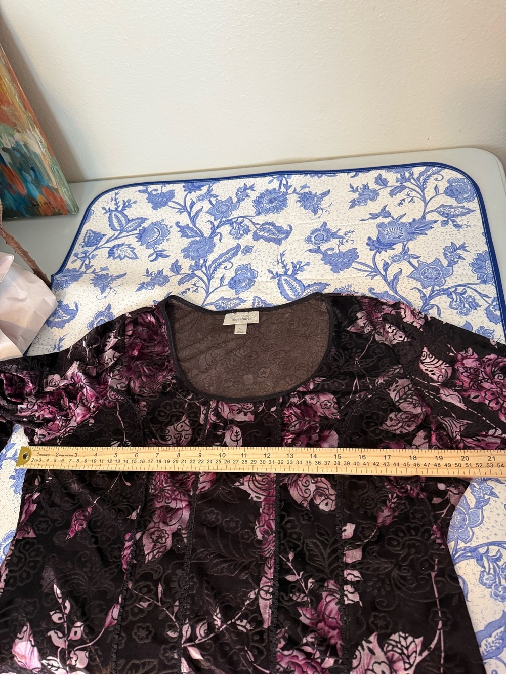 Y2K Dressbarn Women’s Velvet Burnout Fairy Grunge Whimsigoth Top Size XL Brown - Picture 8 of 12